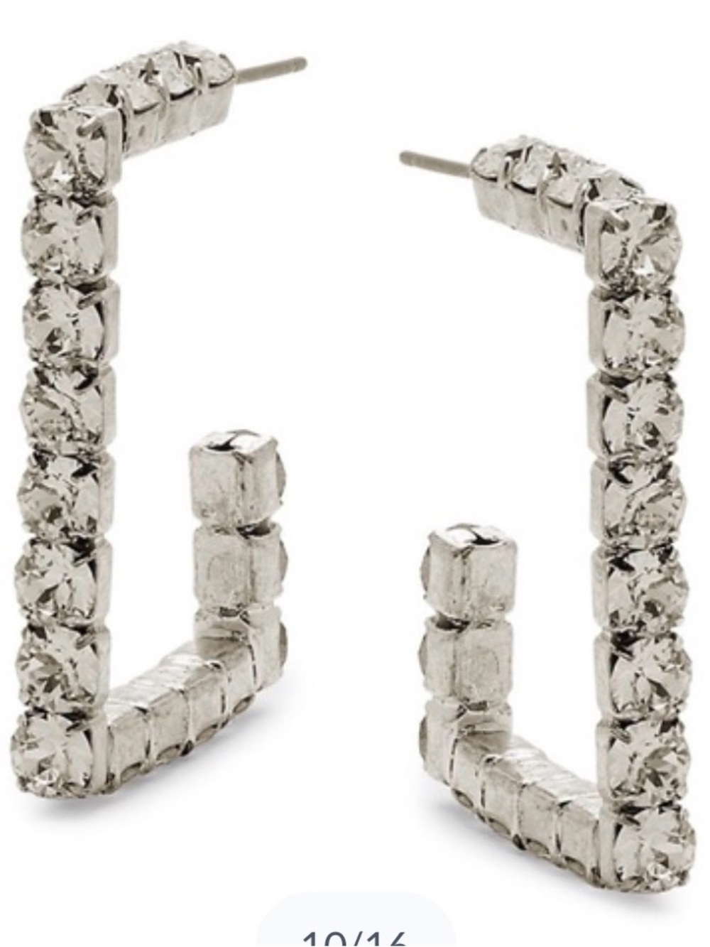 DanniJo Square Crystal Hoop Earrings - Silver Tone